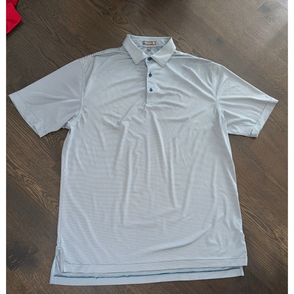 Peter Millar Performance Polo Shirts LOT of 2 Men's Large Blue Stripe Golf - Picture 2 of 9